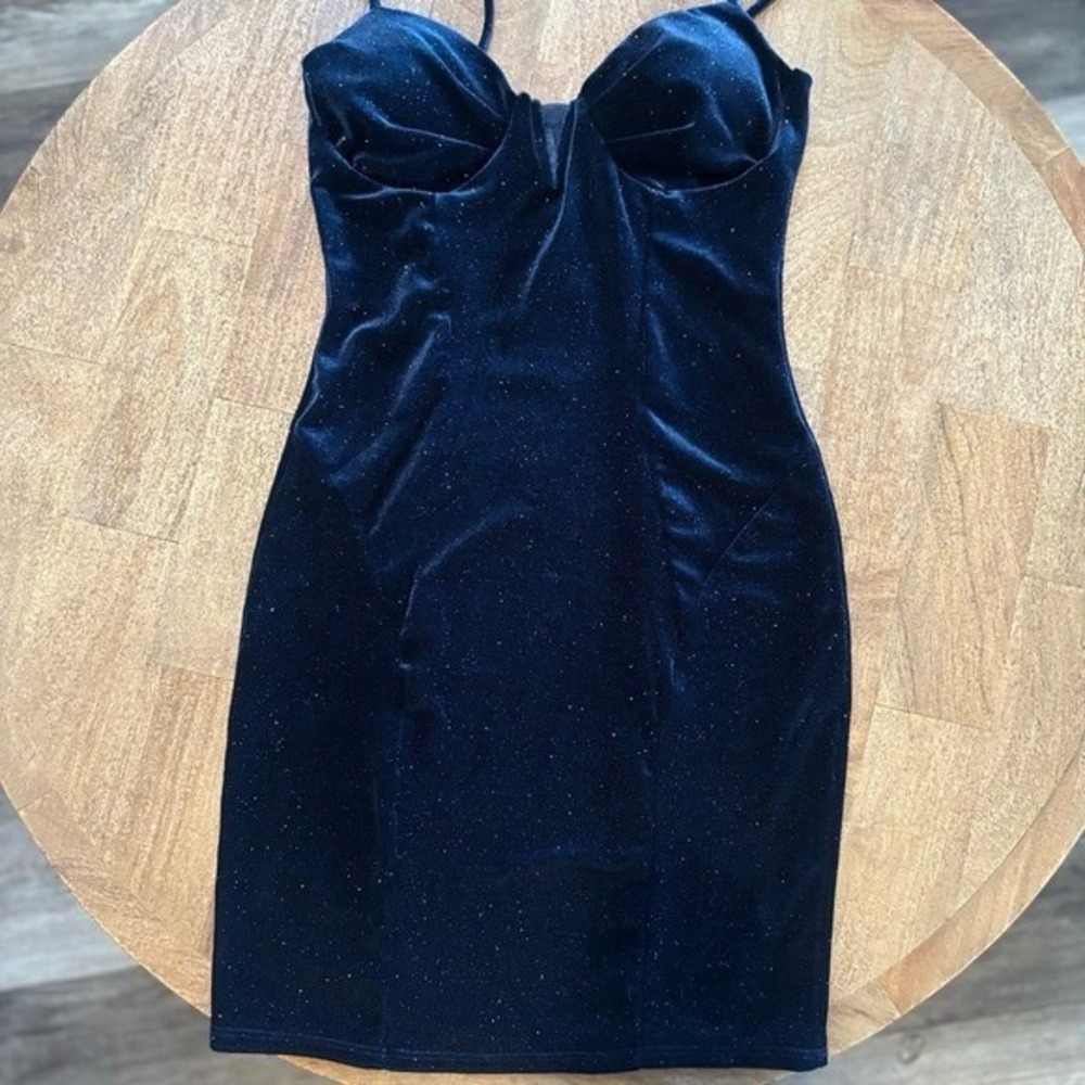 Sparkly Blue Mini Dress small Homecoming Dance Party Cocktail Dress
